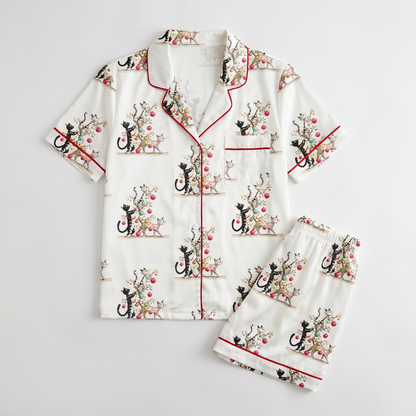 Merry Catmas Women's Pajama Set - flat lay