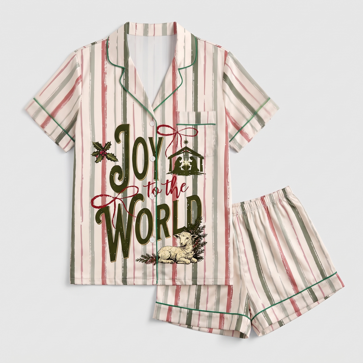 Joy To The World Women's Pajama Set - flat lay