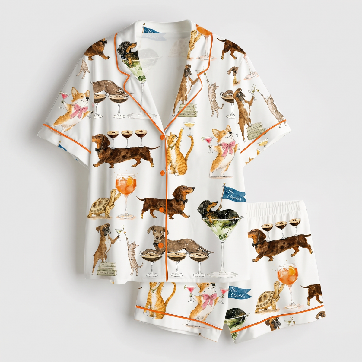 Cocktail Party Pets Women's Pajama Set - flat lay
