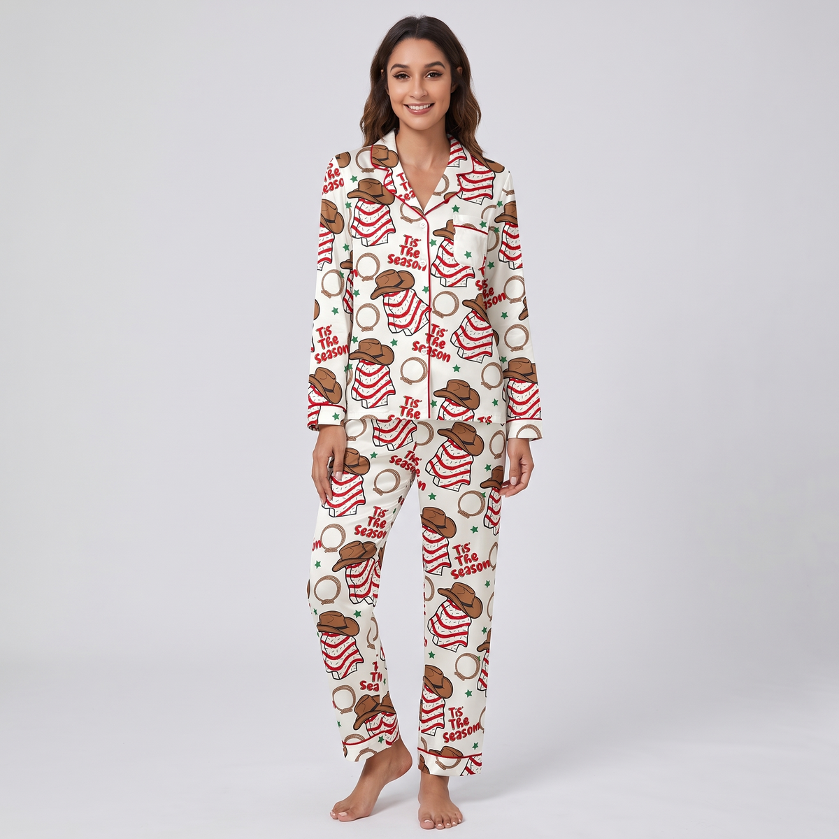 Tis The Season Cowboy Cakes Women's Pajama Set - long sleeve and pants