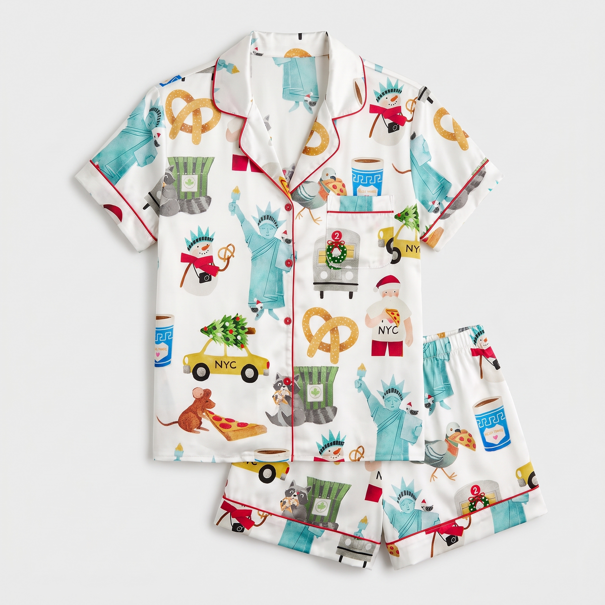 Statue Of Liberty Christmas Women's Pajama Set - flat lay