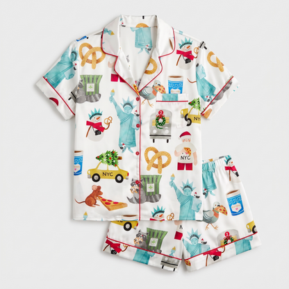 Statue Of Liberty Christmas Women's Pajama Set - flat lay