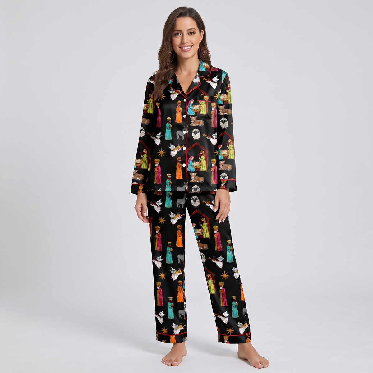 Nativity Night Women's Pajama Set - long sleeve and pants