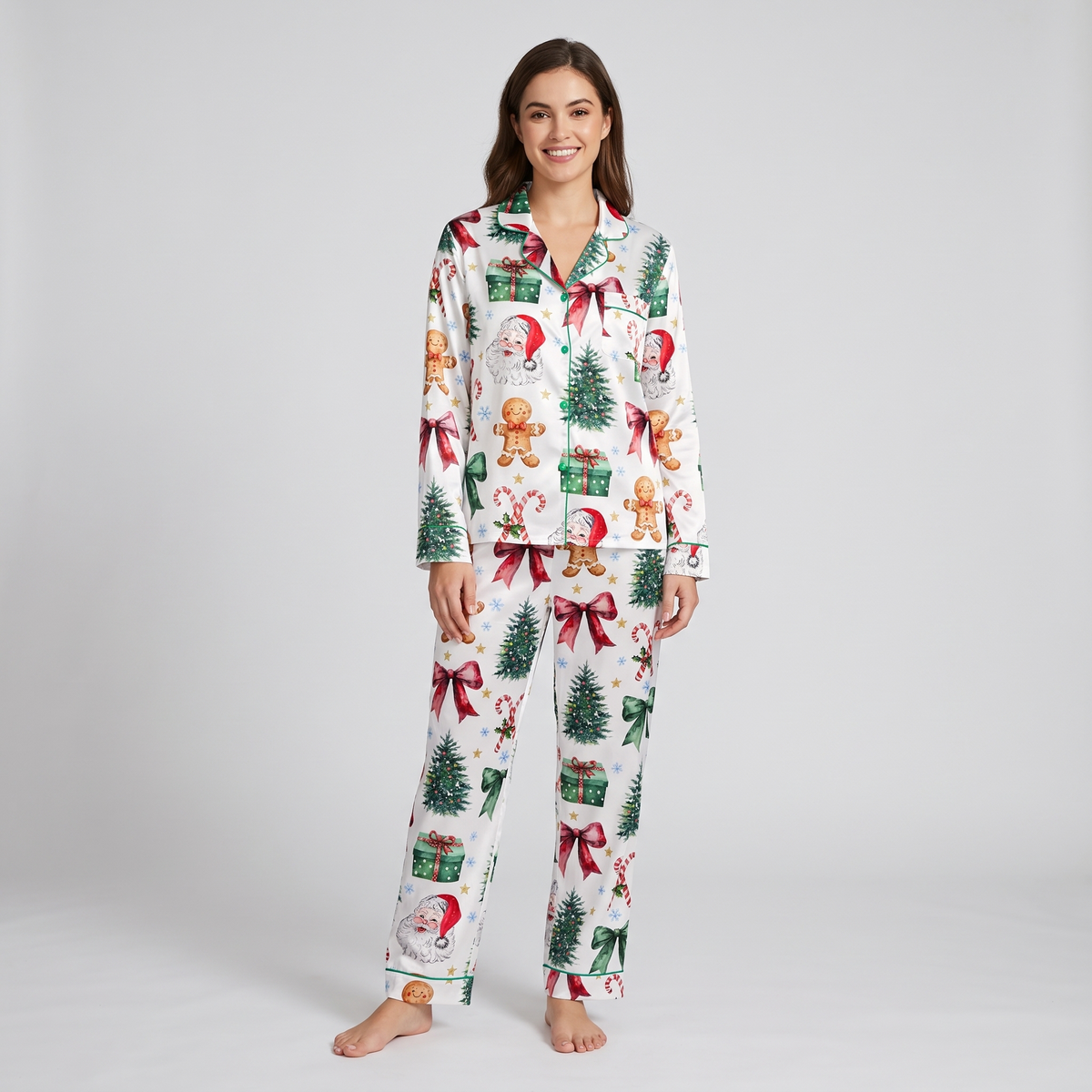 Gingerbread & Gifts Coquette Women's Pajama Set - long sleeve and pants