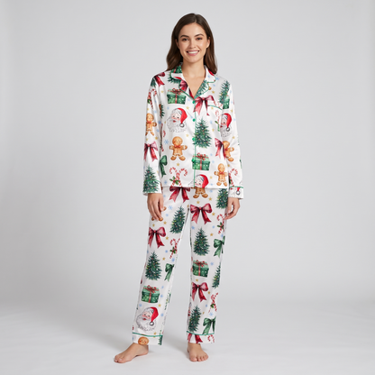 Gingerbread & Gifts Coquette Women's Pajama Set - long sleeve and pants