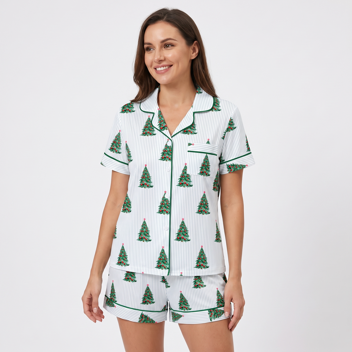 Pinstripe Pines Women's Pajama Set - short sleeve and shorts
