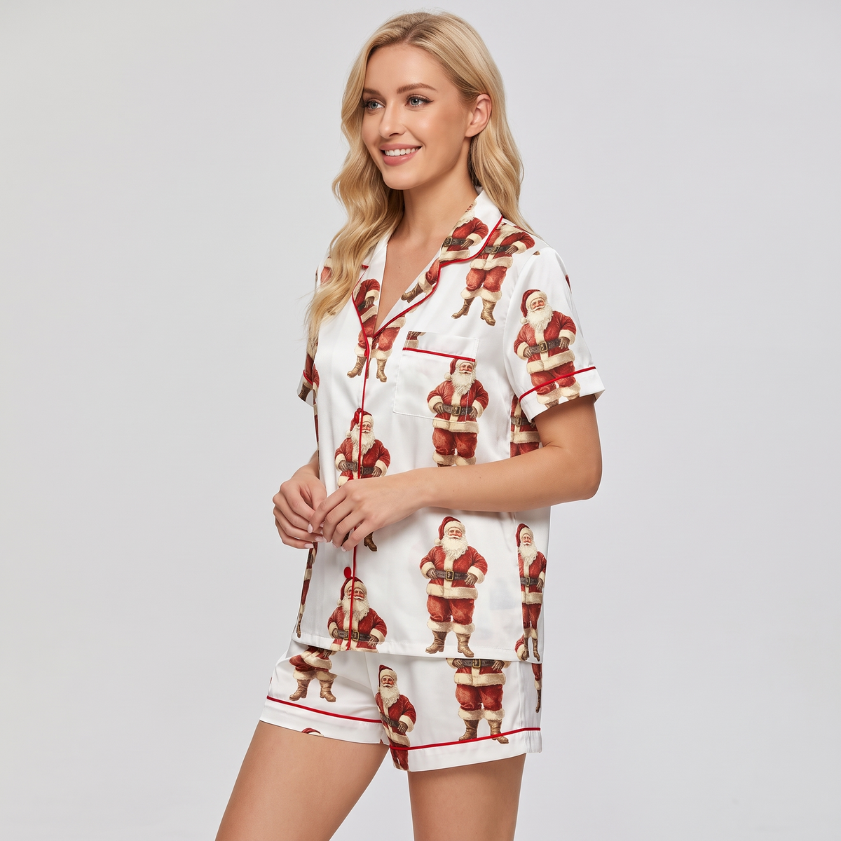 Classic St. Nick Women's Pajama Set - short sleeve and shorts