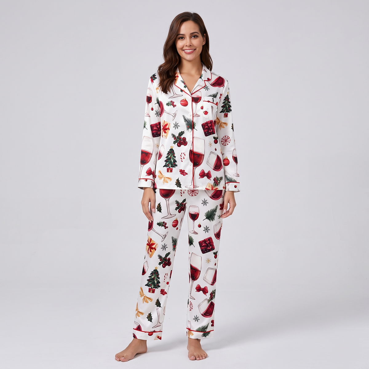 Mulled Wine Christmas Women's Pajama Set - long sleeve and pants