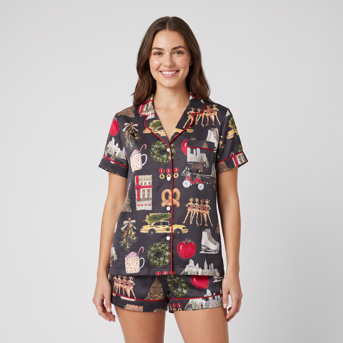 Christmas In The City Women's Pajama Set - Black