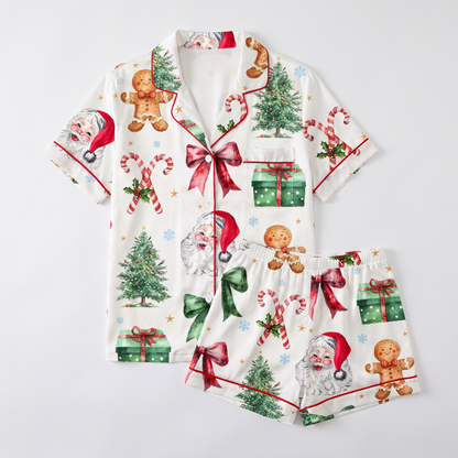 Cookies & Candy Cane Coquette Women's Pajama Set - flat lay