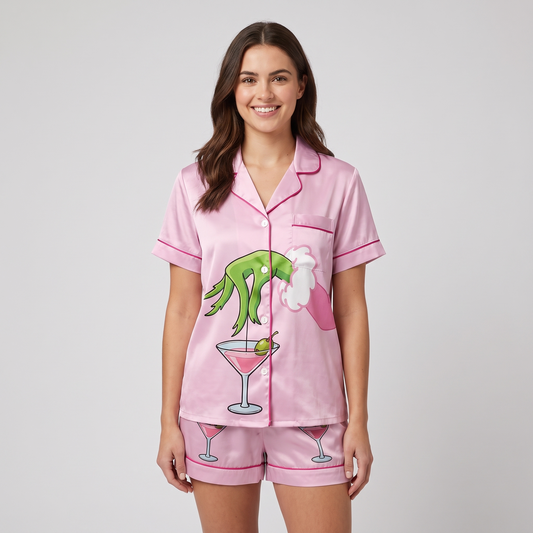 Mean One Martini Inspired Women's Pajama Set - short sleeve and shorts
