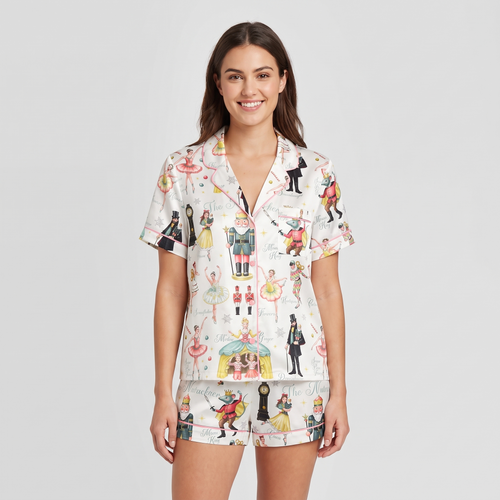 Sugar Plum Ballet Women's Pajama Set - short sleeve and shorts