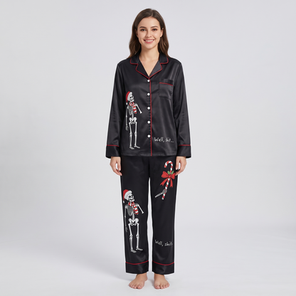 Skeleton Santa Women's Pajama Set - long sleeve and pants