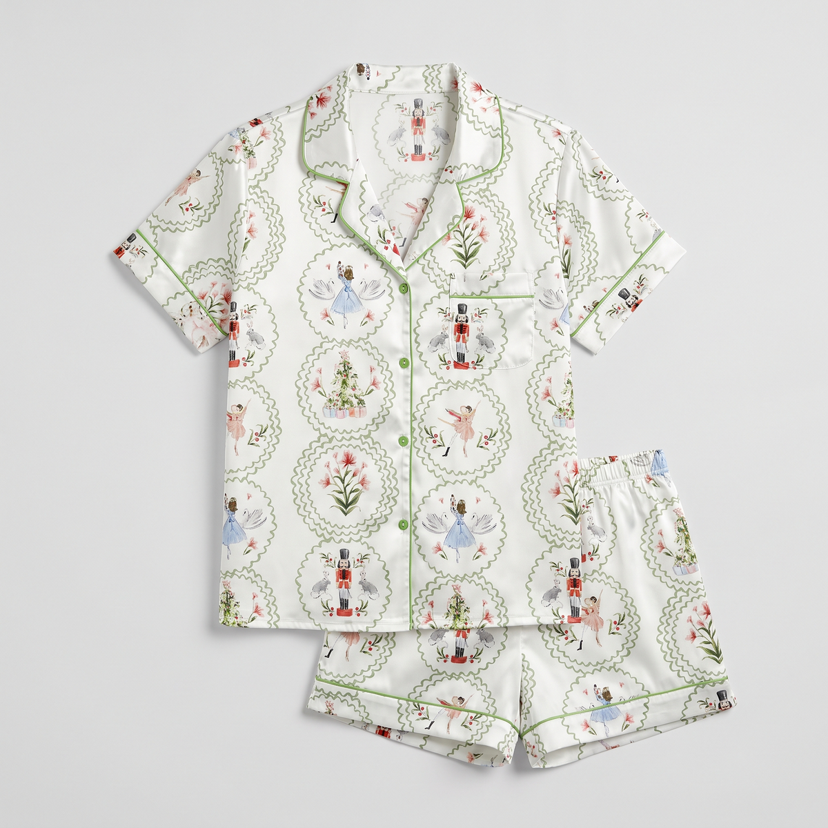 Fancy Nutcracker Frames Women's Pajama Set - flat lay