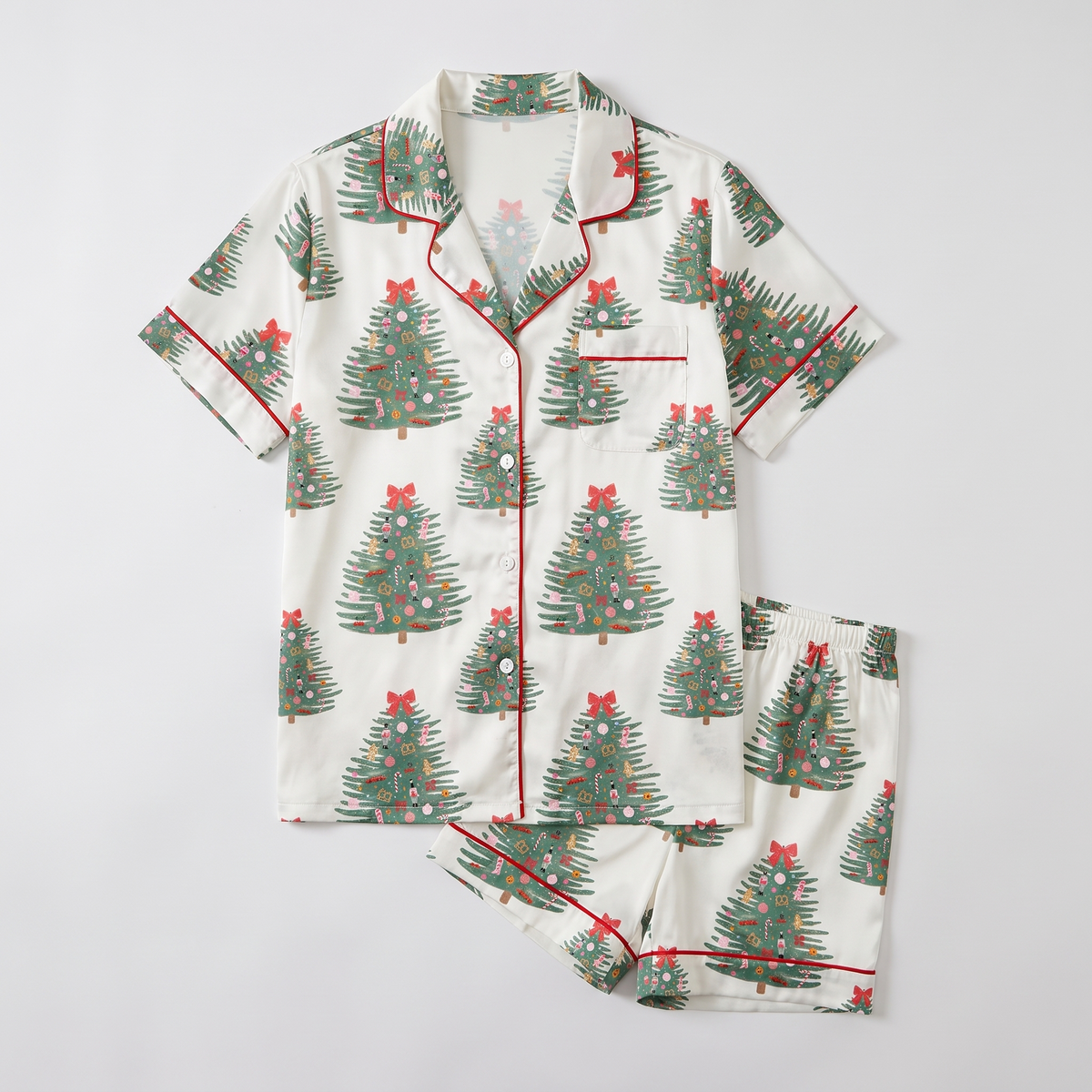 Classic Evergreen Trees Women's Pajama Set - flat lay