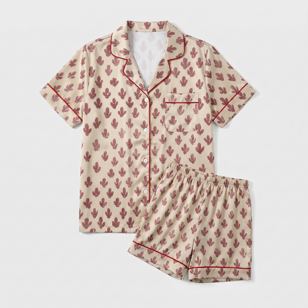 Neutral Vintage Santa Women's Pajama Set - flat lay