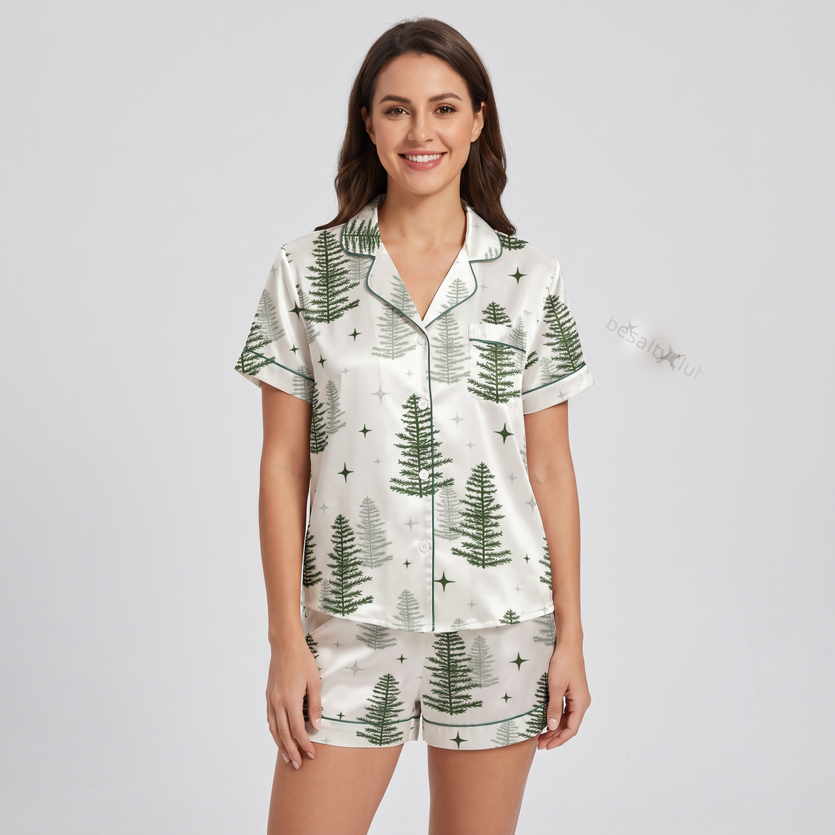 Sparkle Pines Women's Pajama Set - short sleeve and shorts