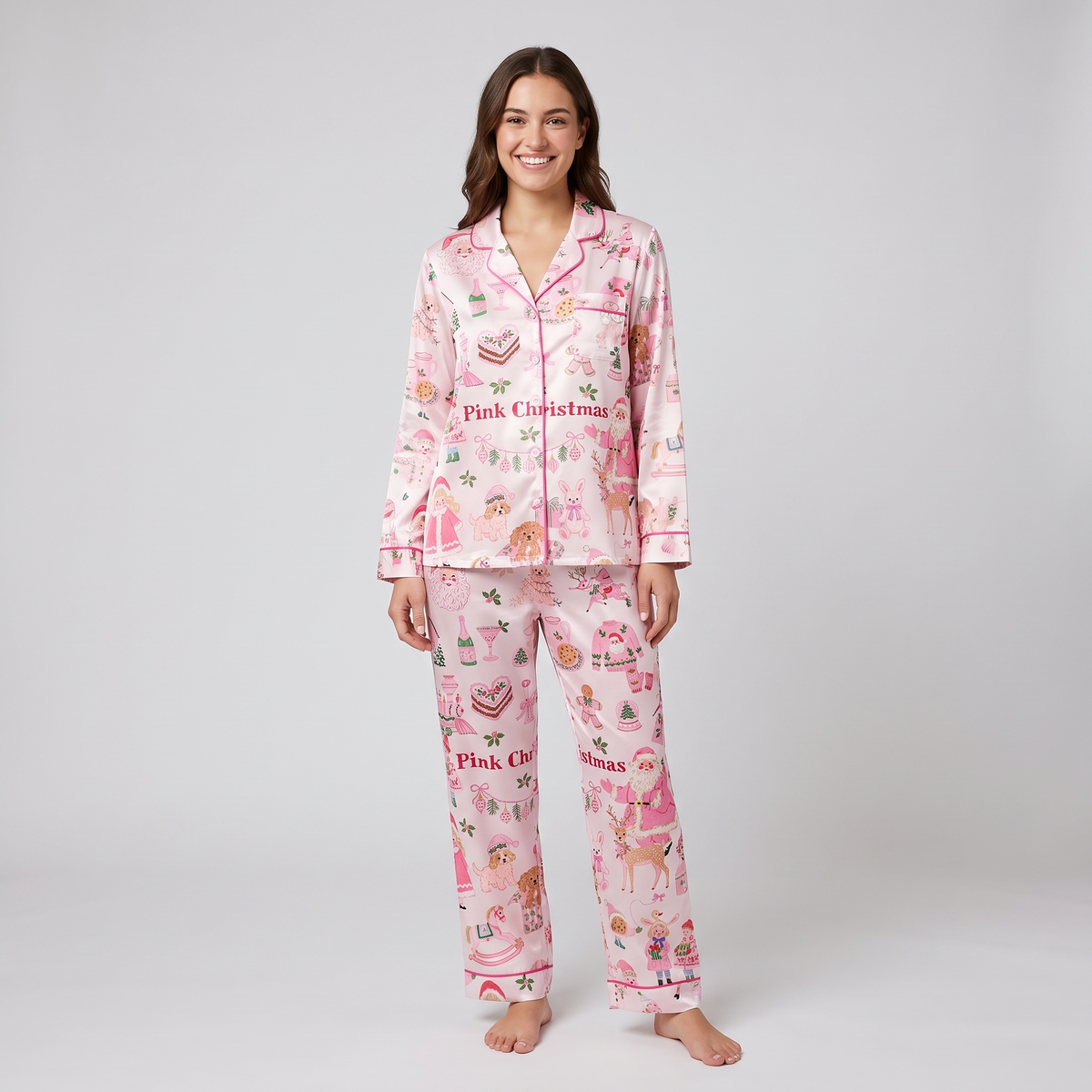 Pink Christmas Bakery Women's Pajama Set - long sleeve and pants
