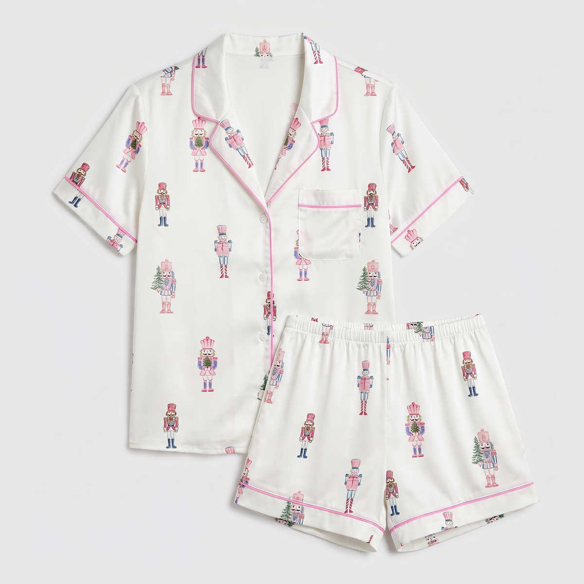 Mini Pink Nutcrackers Women's Pajama Set - flat lay