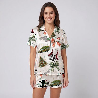 Coquette Clark Inspired Women's Pajama Set - short sleeve and shorts