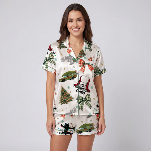Coquette Clark Inspired Women's Pajama Set - short sleeve and shorts