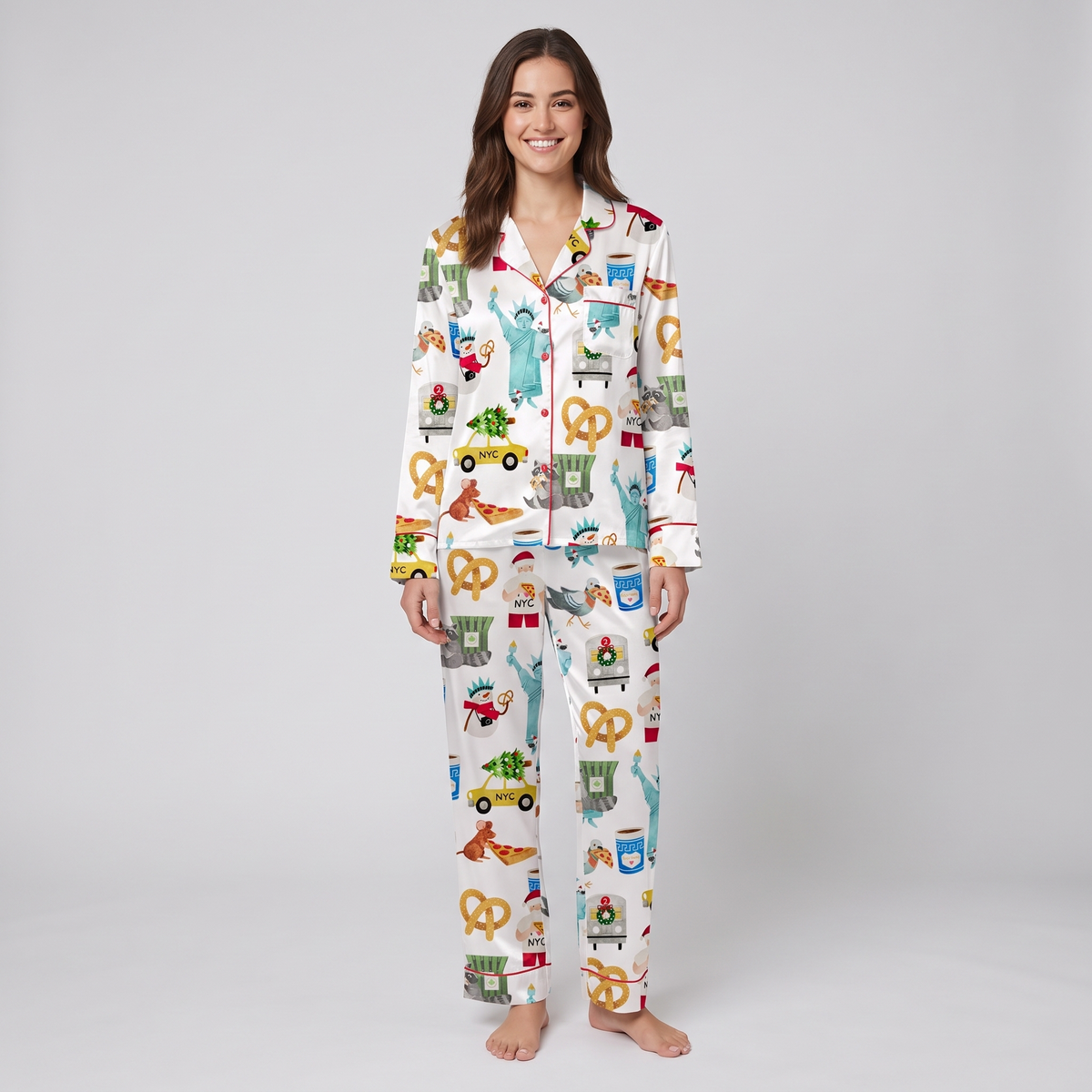 Statue Of Liberty Christmas Women's Pajama Set - long sleeve and pants