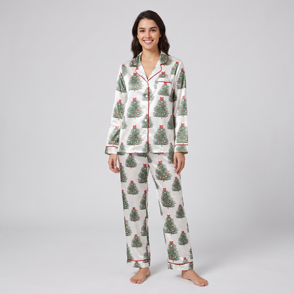 Classic Evergreen Trees Women's Pajama Set - long sleeve and pants