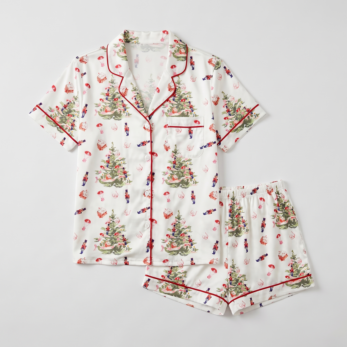 Nutcracker Toy Tree Women's Pajama Set - flat lay
