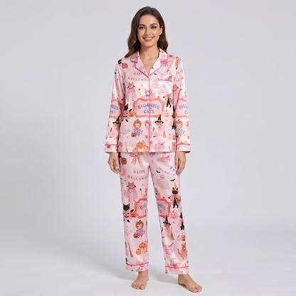 Pumpkin Patch Kittens Women's Pajama Set - long sleeve and pants