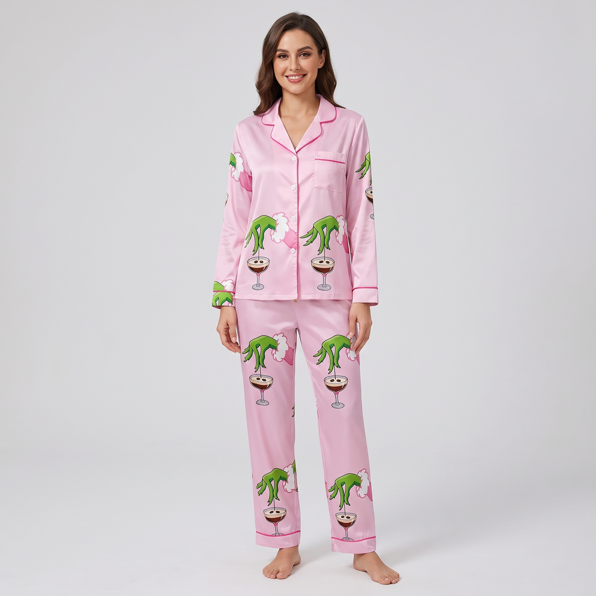 Mean One Espresso Inspired Women's Pajama Set - long sleeve and pants