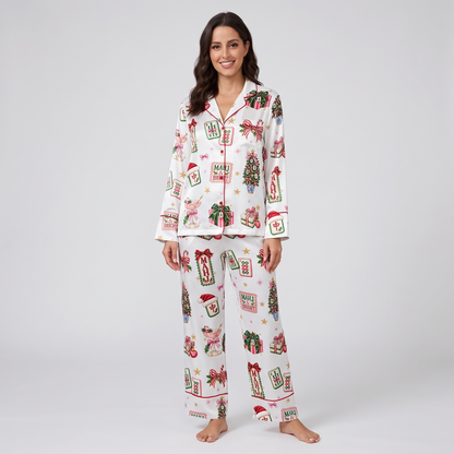 Merry & Bright Mahjong Women's Pajama Set - long sleeve and pants