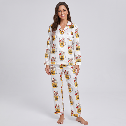 Beer Santa Women's Pajama Set - long sleeve and pants