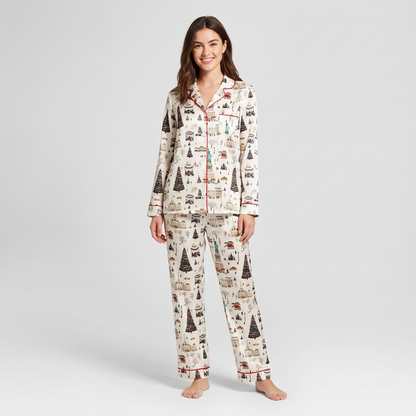 NYC Landmarks Christmas Women's Pajama Set - long sleeve and pants