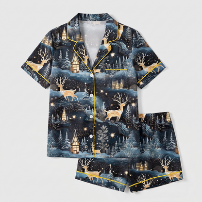 Blue Winter Wonderland Women's Pajama Set - flat lay