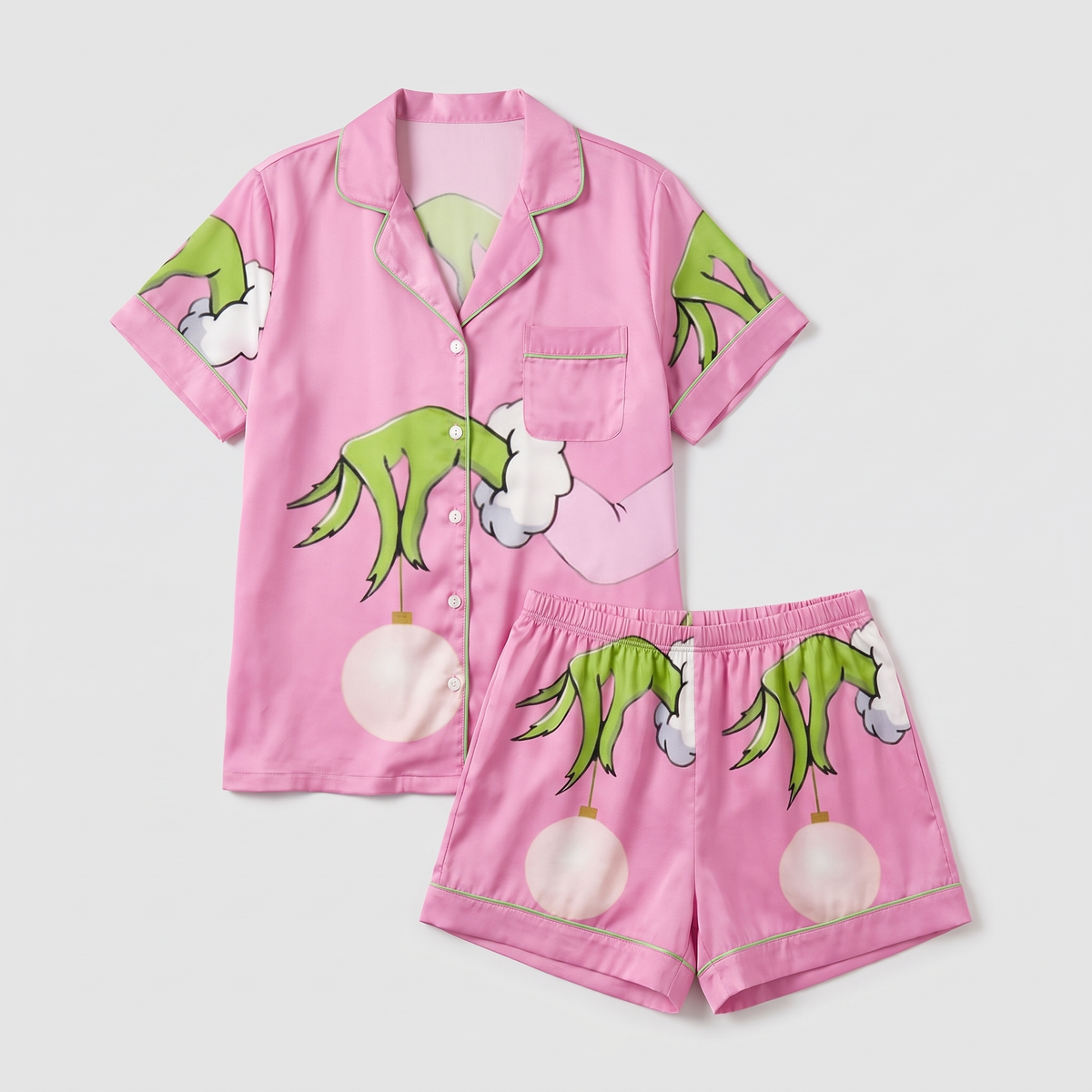 Pink Mean One Inspired Women's Pajama Set - flat lay