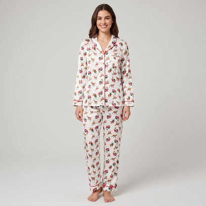 Christmas Elk Women's Pajama Set - long sleeve and pants