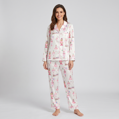 Pink Ballerina Parade Women's Pajama Set - long sleeve and pants