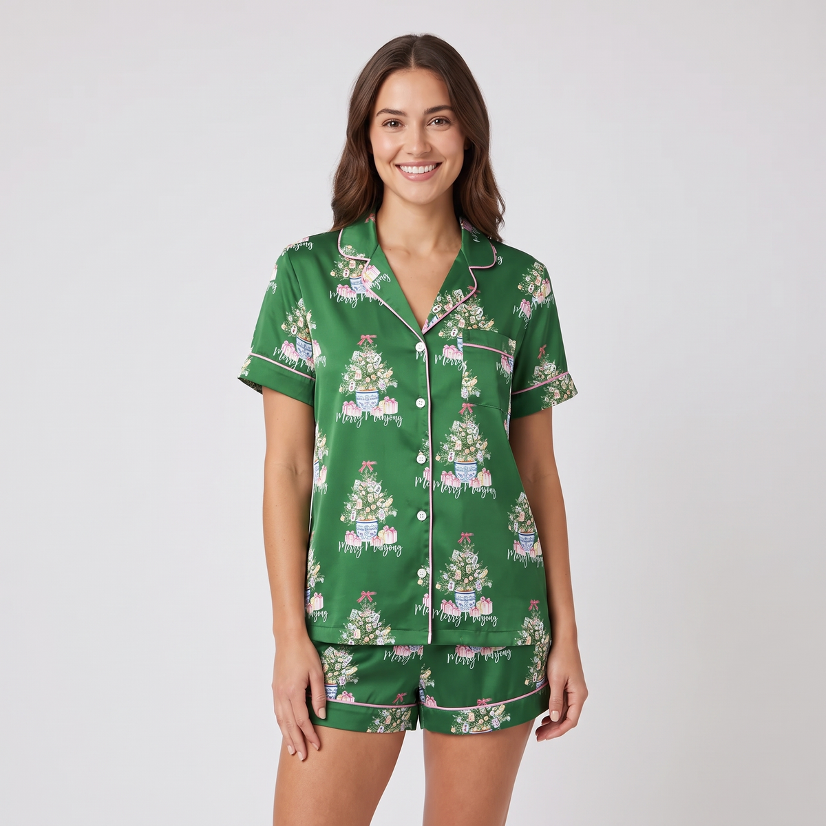 Merry Mahjong Women's Pajama Set - Green