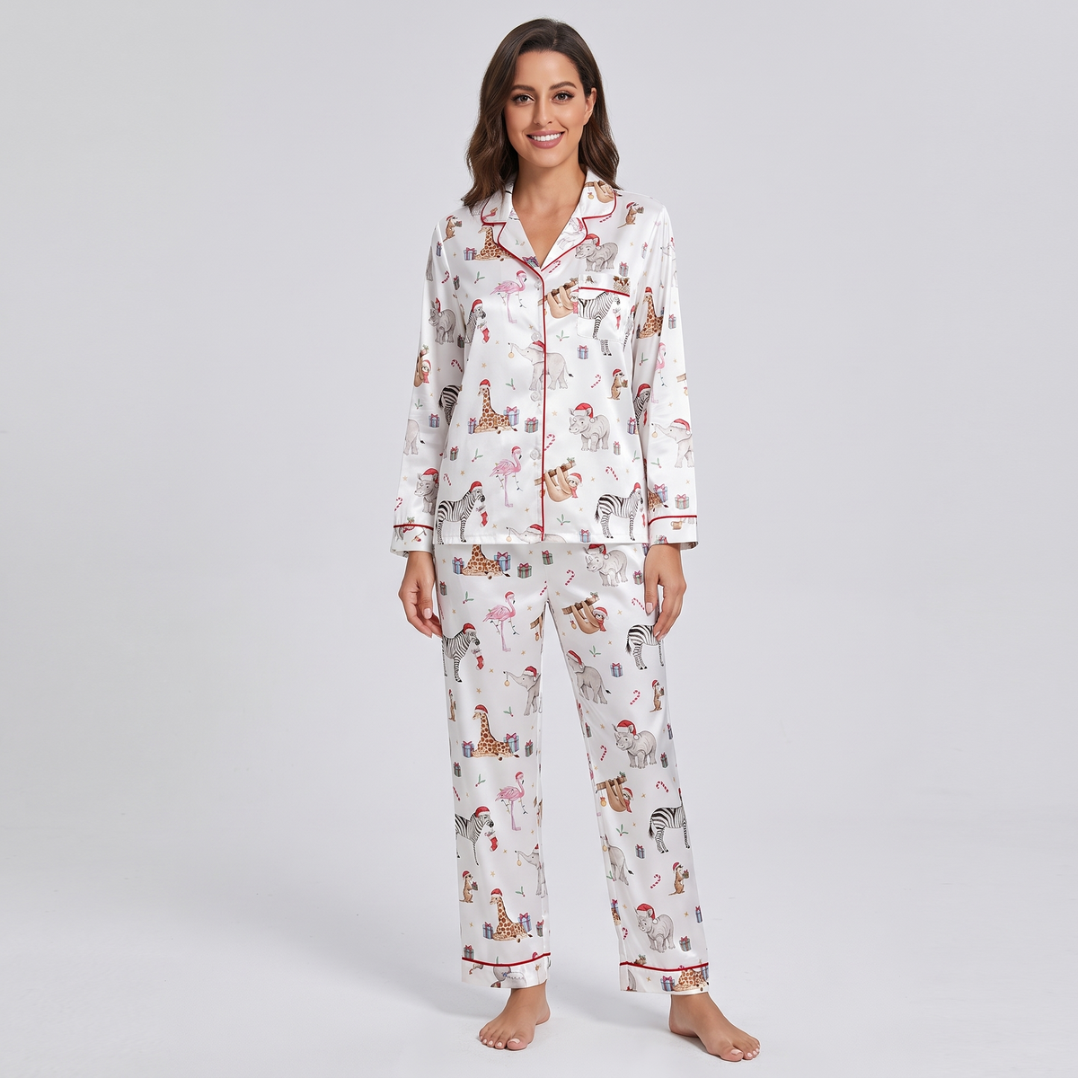 Christmas Safari Women's Pajama Set - long sleeve and pants