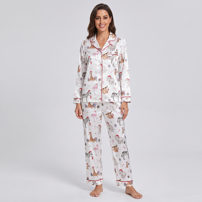 Christmas Safari Women's Pajama Set - long sleeve and pants