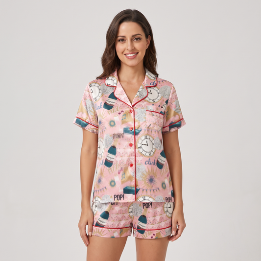 Midnight Toast Women's Pajama Set - short sleeve and shorts
