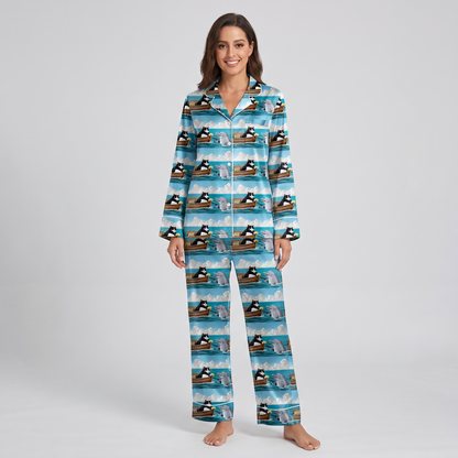 Boat Cat Women's Pajama Set - long sleeve and pants