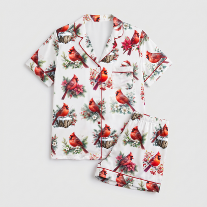 Winter Cardinals Women's Pajama Set - flat lay