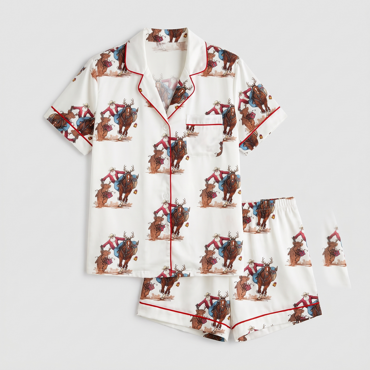Rodeo Santa Women's Pajama Set - flat lay