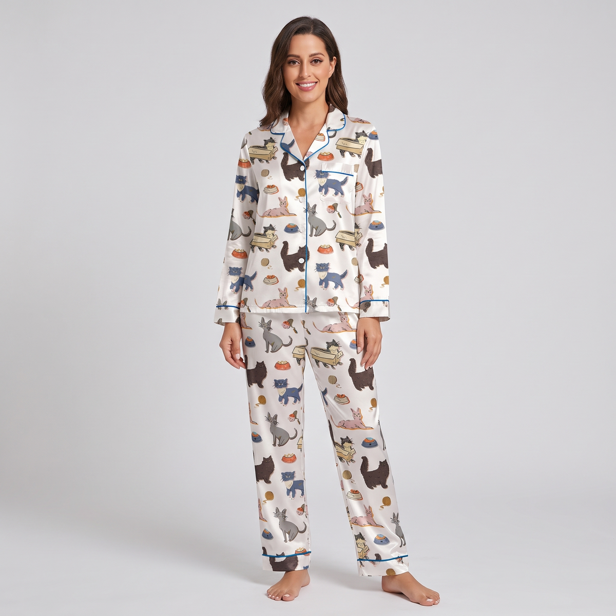 Cardboard Box Cats Women's Pajama Set - long sleeve and pants