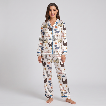 Cardboard Box Cats Women's Pajama Set - long sleeve and pants