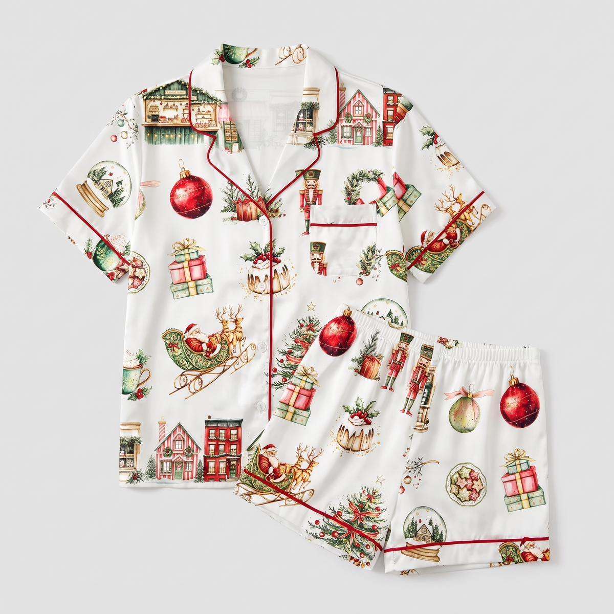 Snow Globe Village Women's Pajama Set - flat lay