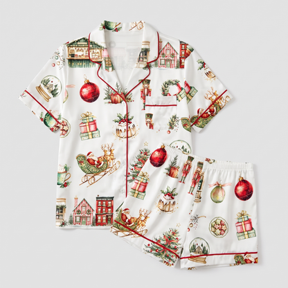 Snow Globe Village Women's Pajama Set - flat lay