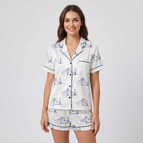 Bride To Be Cats Women's Pajama Set - short sleeve and shorts