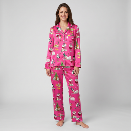 Winey Snowmen Women's Pajama Set - long sleeve and pants